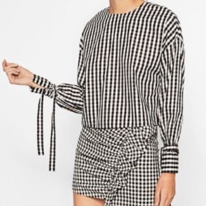 ZARA || long sleeve gingham top
